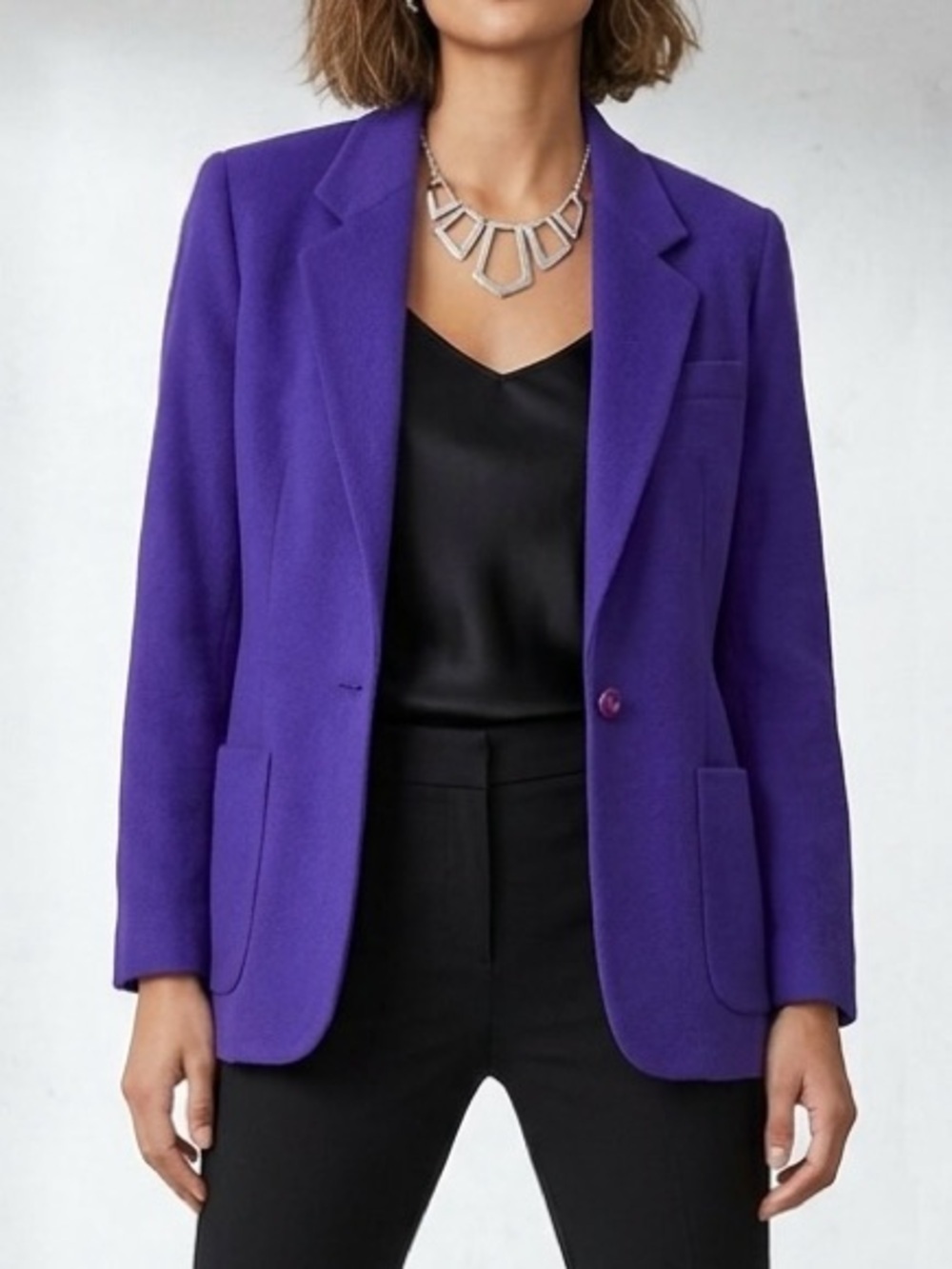 The Limited Blazer Jacket Size Small Wool Cashmere Blend Purple 90s Womens VTG